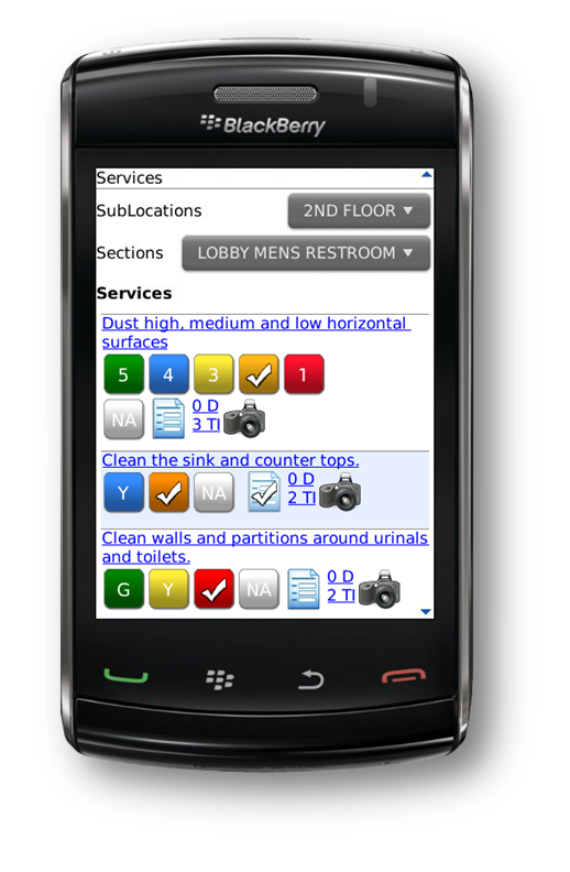 Blackberry mobile telephone running Romanow Building Services's Management Software
